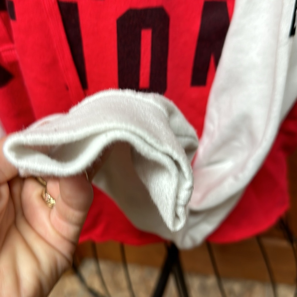 Victoria's Secret Pink Nation Womens White Red Cropped Pullover Hoodie - Picture 4 of 7